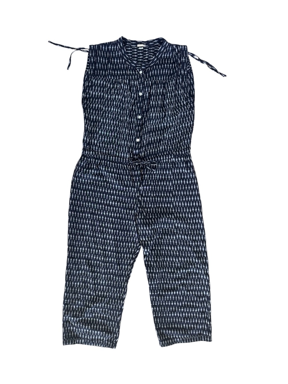 Matta Button Front Cotton Cropped Jumpsuit